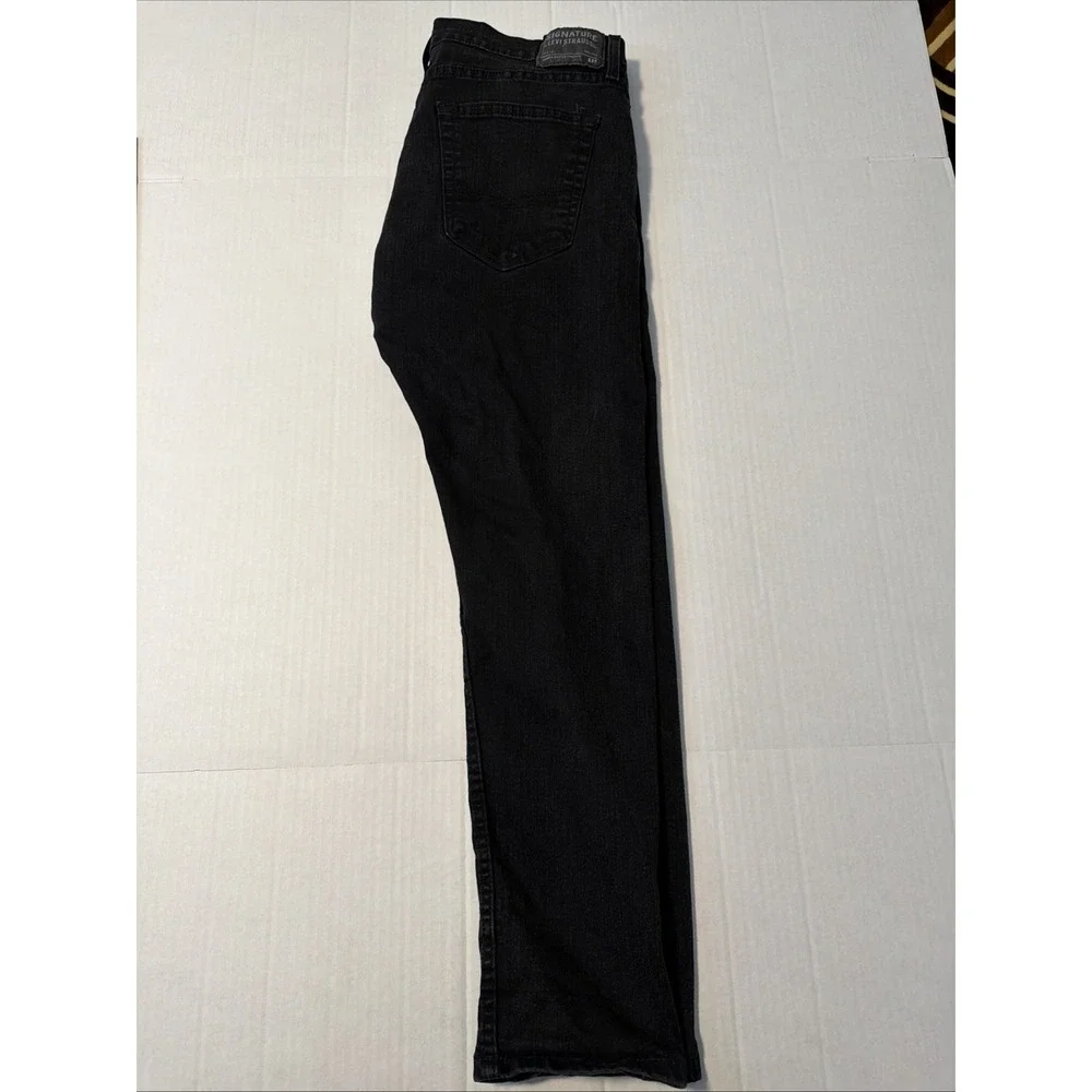 Men's Levi Strauss Signature 36X30 S37 Jeans Straight Leg Black Denim Work